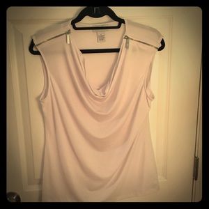 Carmen Marc Valvo elegant white tank w/ zippers